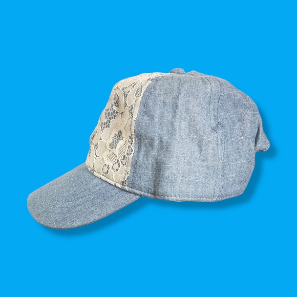 Adult Adjustable Baseball Cap - Denim & Lace - Picture 4 of 6